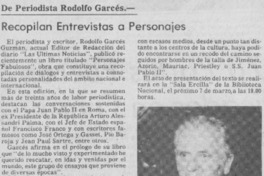 Recopilan entrevistas a personajes.