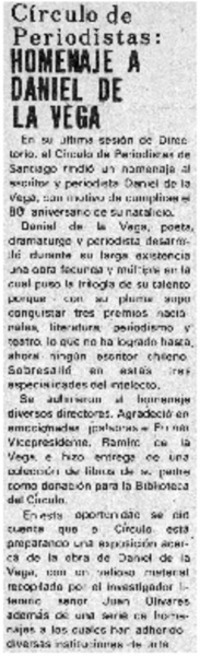 Homenaje a Daniel de la Vega.