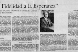 "Por la fidelidad a la esperanza"