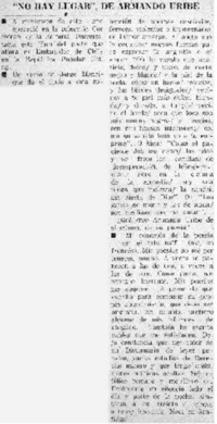 "No hay lugar", de Armando Uribe