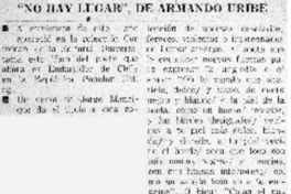 "No hay lugar", de Armando Uribe