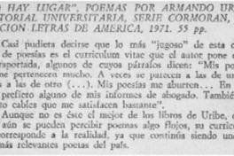 "No hay lugar", poemas.