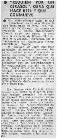 "Réquiem por un girasol", obra que hace reír y que conmueve.