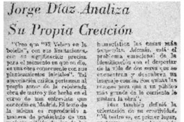 Jorge Díaz analiza su propia creación.