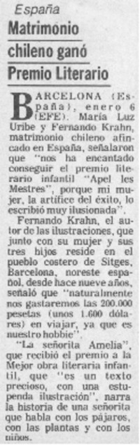 Matrimonio chileno ganó Premio Literario.