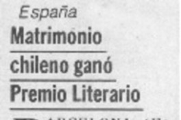 Matrimonio chileno ganó Premio Literario.