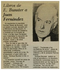 Libros de E. Bunster a Juan Fernández.