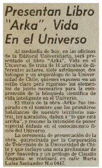 Presentan libro "Arka", vida en el universo.