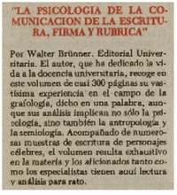 "La Psicología de la comunicación, de la escritura, firma y rubrica"