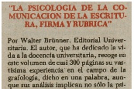 "La Psicología de la comunicación, de la escritura, firma y rubrica"