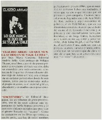 "Claudio Arrau: lo que nunca se dijo de su viaje a Chile"