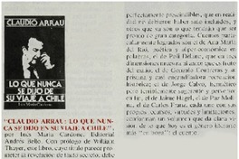 "Claudio Arrau: lo que nunca se dijo de su viaje a Chile"