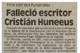 Falleció escritor Cristián Huneeus.