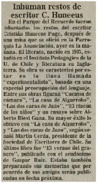 Inhuman restos de escritor C. Huneeus.