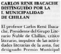 Carlos René Ibacache, distinguido por la I. Municipalidad de Chillán.