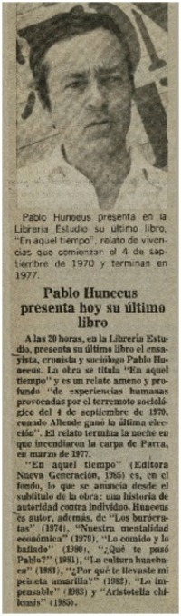 Pablo Huneeus presentará hoy su último libro.