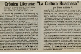 Crónica liteararia: "La Cultura Huachaca"