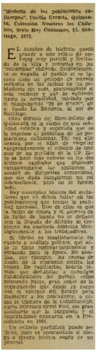 "Historia de las poblaciones callampas".
