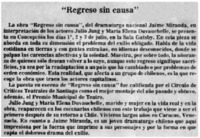 "Regreso sin causa".