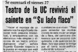 Teatro de la UC revivirá el sainete en "Su lado flaco".