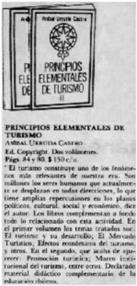 Principios elementales de turismo.