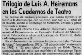 Trilogía e Luis A. Heiremans en los cuadernos de teatro.