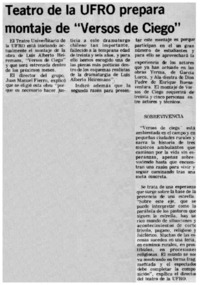 Teatro de la UFRO preprara montaje de "Versos de Ciego".