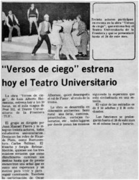 "Versos de ciego" estrena hoy el Teatro Universitario.