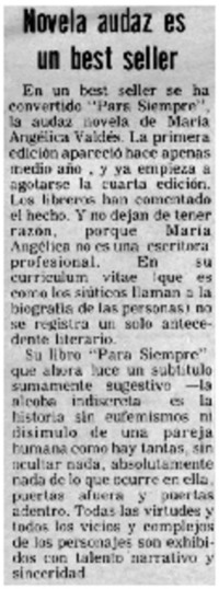Novela audaz es un best seller.