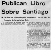 Publican libro sobre Santiago.