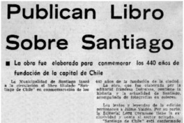 Publican libro sobre Santiago.