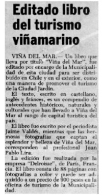 Editado libro del turismo viñamarino.