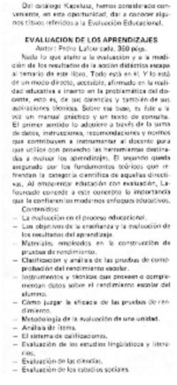 Evaluación de los aprendizajes.