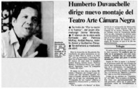 Humberto Duvauchelle dirige nuevo montaje del teatro arte cámara negra.