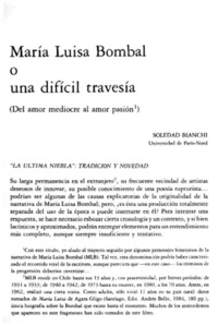 María Luisa Bombal o una difícil travesía
