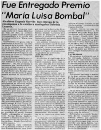 Fue entregado premio "María Luisa Bombal".