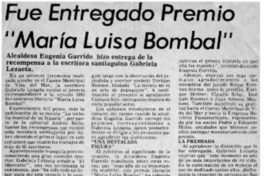 Fue entregado premio "María Luisa Bombal".