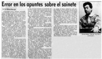 Error en los apuntes sobre el sainete