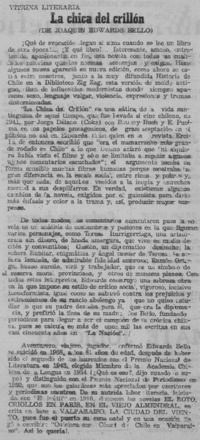 La chica del crillón de Joaquín Edwards Bello