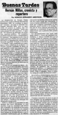 Hernán Millas, cronista y reportero