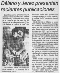 Délano y Jerez presentan recientes publiaciones.