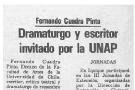 Dramaturgo y escritor invitado por la UNAP.