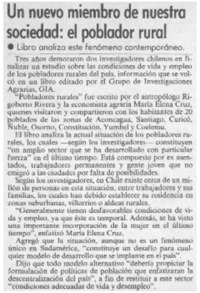 Un nuevo miembro de nuestra sociedad: el poblador rural.