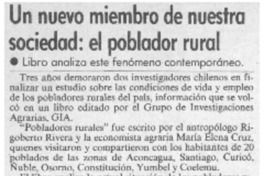Un nuevo miembro de nuestra sociedad: el poblador rural.