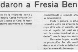 Recordaron a Fresia Benquis.