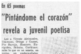 "Pintándome el corazón" revela a juvenil poetisa