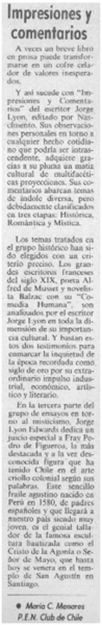 Impresiones y comentarios