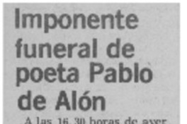Imponente fuenral de poeta Pablo de Alón.