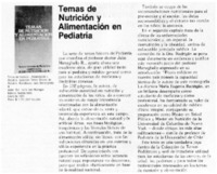 Temas de nutrición y alimentación en Pediatría