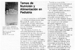 Temas de nutrición y alimentación en Pediatría